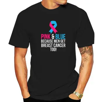 Розово-голубая мужская футболка для повышения осведомленности о раме молочной железы, футболка с принтом, популярные хлопковые мужские топы, удобные