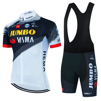 2024 Team JUMBO VISMA Велоспорт Джерси Комплект 19D Велосипедные Шорты Комплект MTB Ropa Ciclismo Мужские Велосипедные Рубашки С Коротким Рукавом Майо Одежда