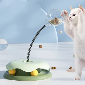 Игрушка-дозатор лакомств для кошек с пружинкой, прозрачная корзина для корма, безопасная интерактивная игрушка-кормушка для кошек для обучения