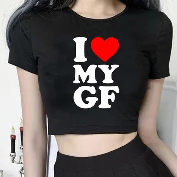 футболка i love my girlfriend с графическим рисунком yk2, винтажный укороченный топ, женская одежда в готическом стиле fairycore yk2, футболка с графическим рисунком