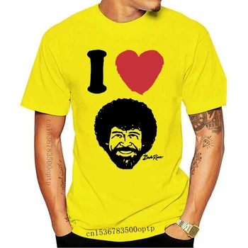 Новая футболка Bob Ross I Heart для мужчин и женщин, винтажная футболка с круглым вырезом, футболка из 100% хлопка