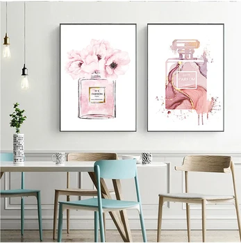 Картина с цитатами, плакат парфюмерного искусства, Акварельная живопись на холсте, абстрактный плакат, розовые настенные панно для декора спальни