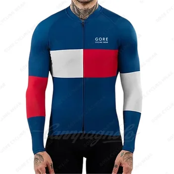 Зимняя велосипедная одежда мужской команды GORE из теплого флиса, велосипедная одежда MTB, теплые топы с длинными рукавами, спортивная куртка для шоссейного велосипеда на открытом воздухе