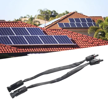 2 шт./пара, 35 см, Проходной кабель для солнечных батарей, Медный Плоский Соединительный кабель, Солнечный разъем для балкона, Удлинительные кабели