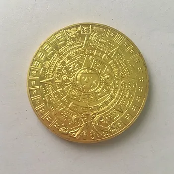 10 шт Майя ацтекский календарь с длинным отсчетом религия таинственная 24k настоящий позолоченный сувенир 40 мм декоративная монета