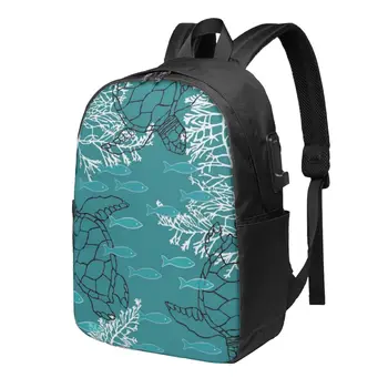 Морская Черепаха Большой Емкости Школьный Рюкзак Для Ноутбука Модный Водонепроницаемый Регулируемый Спортивный Рюкзак Для Путешествий