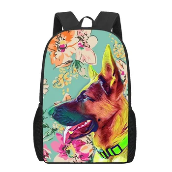Детская школьная сумка с принтом милой собаки Немецкой овчарки, повседневные сумки для книг для девочек и мальчиков, Подростковый Повседневный рюкзак на плечо, рюкзак для ноутбука