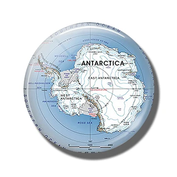 Карта Антарктики 30 мм Магнит на холодильник Карта путешествий на Южный полюс Стеклянный кабошон Магнитные наклейки на холодильник Держатель для заметок Украшение дома