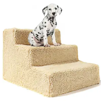 Скалолазание домашних животных Противоскользящая 3-ступенчатая лестница из плюшевой ткани для собак, кошек, съемная лестница для кровати для собак, товары для лестниц для собак