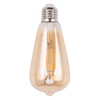 Светодиодная лампа с регулируемой яркостью E27 4W Edison Retro Vintage Filament ST64 COB LED Цвет корпуса лампы: золотистый, цвет подсветки крышки: золотисто-желтый