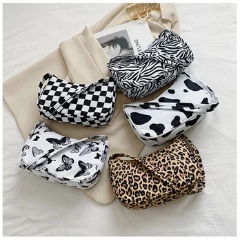 Женская сумка для покупок с животным рисунком, сумка для подмышек, винтажная женская маленькая сумочка, нейлоновые сумки, модные квадратные сумки