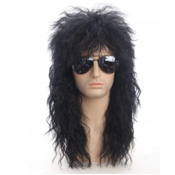 Мужской парик, длинные вьющиеся волосы в стиле панк, рок-парик на Хэллоуин, парик из кефали