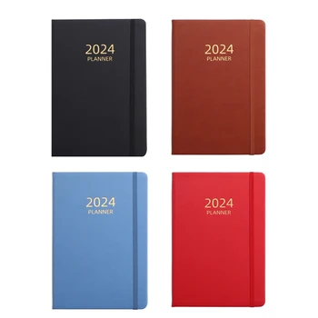 Английский планировщик расписания 2024 года формата А5, Эластичная лента, ремешок для ноутбука, записная книжка