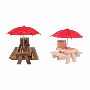 Стол для пикника с кормушкой для белок с зонтиком, Деревянные кормушки для белок на улице, Милая кормушка для бурундуков + Прочная конструкция