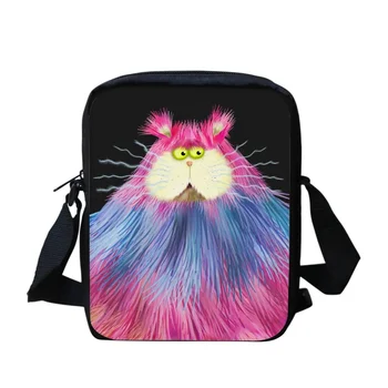 Диагональная сумка с принтом милого кота, подростковая студенческая сумка, сумки для детского сада, детские сумки-мессенджеры, модная сумка через плечо
