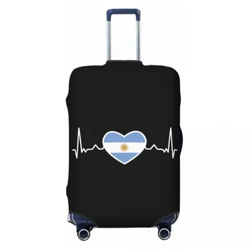 Чехол для чемодана с флагом Аргентины Heartbeat, моющиеся Защитные чехлы для багажа Argentinian Proud для 18-32 дюймов