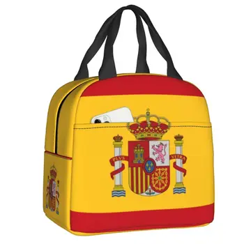 Женская сумка для ланча с флагом Испании, испанский патриотический портативный термоохладитель Bento Box School
