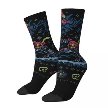 Забавные счастливые мужские носки Fight Art Винтаж Harajuku Metroid Zero Mission Game Хип-хоп новинка Бесшовные носки для экипажа с подарочным принтом