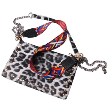 Женская повседневная сумочка на цепочке с заклепками, сумка через плечо, леопардовая сумка DOM1131718