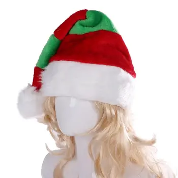 Рождественская шляпа Санта-Клауса, Эльф, Санта-Клаус, Красно-зеленая плюшевая шляпа, кепка, С Новым годом, Рождественские шляпы в подарок