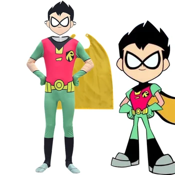 Костюм Teen Titans-Go для косплея, костюм супергероя Робина-киборга, детские комплекты, костюм на Хэллоуин для детей, израильская одежда