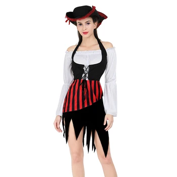 Женский пиратский костюм Ренессанс, костюмы капитана пиратов для взрослых, женский пиратский жилет, платье средневекового пирата Викинга