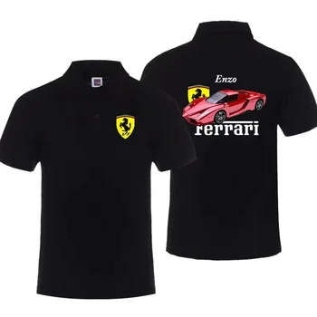 Деловая повседневная спортивная рубашка Ferraris с принтом, однотонная мужская хлопковая рубашка поло с коротким рукавом и отворотом