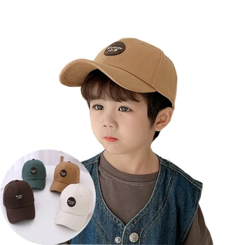 Летняя детская бейсболка с вышивкой буквами, повседневная бейсболка от солнца для мальчиков и девочек, Однотонная Дышащая Регулируемая детская кепка Snapback