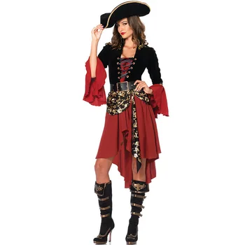 Женский костюм пиратов на Хэллоуин, средневековое готическое маскарадное женское платье, карнавальный костюм для косплея на Хэллоуин