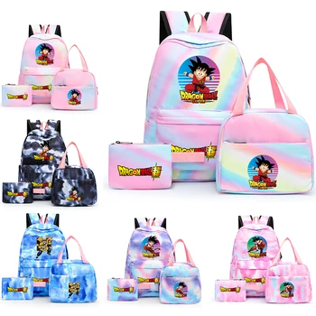 3 шт./компл. аниме Dragon Ball красочный рюкзак с сумкой для ланча для женщин, студенческих подростков, повседневная школьная сумка, рюкзак