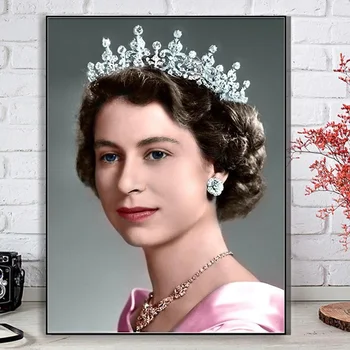Новое Поступление Алмазная Вышивка Королева Елизавета II Портрет Настенное Искусство Алмазная Живопись Мозаика Вышивка Крестиком Домашний Декор