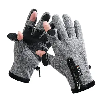 Велосипедные зимние перчатки, Светоотражающие водонепроницаемые теплые варежки, нескользящие рыболовные перчатки с флисовой подкладкой, утечка на два пальца, утолщение