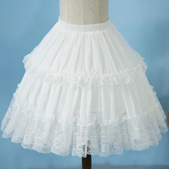 Шифоновая кружевная свадебная юбка для косплея в стиле Лолиты, Короткая нижняя юбка, Черные свадебные аксессуары для подружки невесты, crinolina para vestido