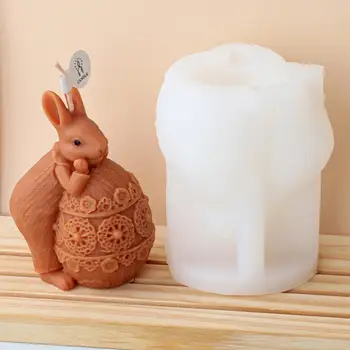3D Креативная силиконовая форма для яиц и свечей с кроликом, сделай САМ, Пасхальная пара, Гипсовая форма с кроликом, форма для кролика, Эпоксидная смола, Форма для декора из гипса