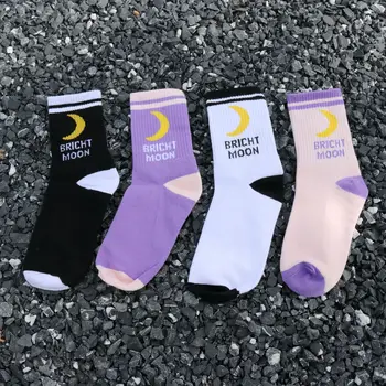 Южная Корея ins street beat street moon letter носки wild tide Harajuku хлопчатобумажные носки для мужчин и женщин повседневные Meias Calcetines