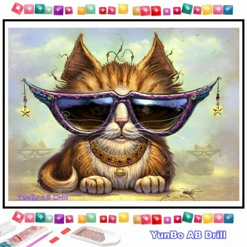 Just Be Cool Солнцезащитные очки Cat DIY AB Алмазная живопись, Вышивка стразами, Милые животные, Вышивка крестом, Домашний декор, детский подарок