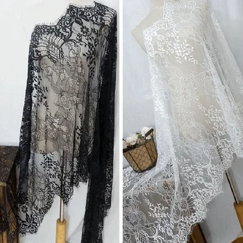 Черно-белые ресницы, кружевная ткань, аксессуары для одежды, материалы для платья, ширина 65 см, 3 м Лот