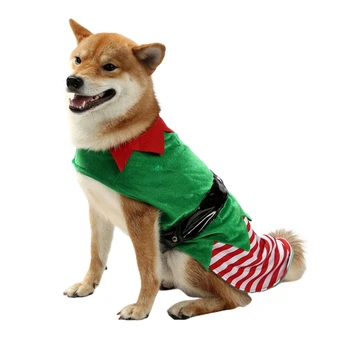 Рождественский костюм эльфа для собаки, зимний жилет для домашних животных, одежда для косплея для щенков маленьких средних и крупных собак