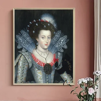 Плакат с портретом Элизабет Стюарт, принт Королевы Богемии, Винтажная картина на холсте, Наклейки на стену, декор