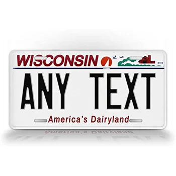 Пользовательское изображение номерного знака Текст Логотип Номерной знак штата Висконсин Любой текст на заказ WI America's Dairyland Metal Auto Tag Металлическая стена