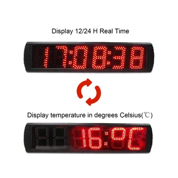 Светодиодные настенные часы с температурой, 5 дюймов, 6 цифр, 12, 24 часа в режиме реального времени