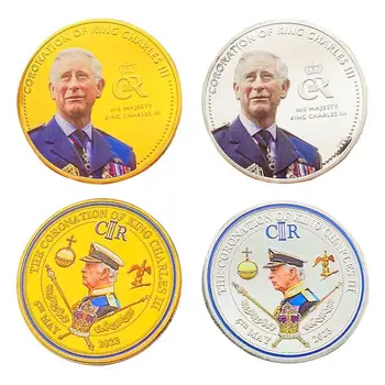 Металлическая монета в короне Великобритании Чарльза III, король Англии Чарльз III, Памятная монета, Сувенирное ремесло, подарок