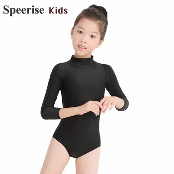 Гимнастическая одежда для девочек, балетное трико из спандекса, водолазка с длинным рукавом, детская одежда для тела из лайкры, спортивная одежда, топы, танцевальные костюмы