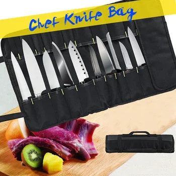 Профессиональная сумка для хранения столовых приборов Chef Bag для шеф-поваров вмещает до 22 ножей черного цвета