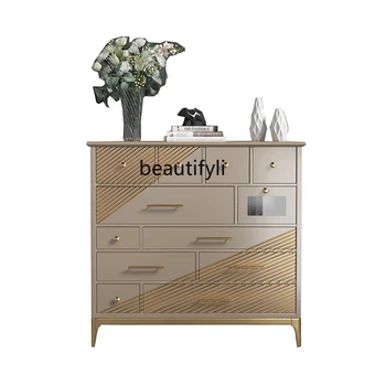 Легкий роскошный комод с выдвижным ящиком, Многофункциональный шкаф для хранения произведений искусства, шкаф для хранения в спальне из массива дерева