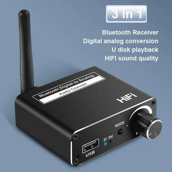 Аудио ЦАП Конвертер Оптический Волоконный Коаксиальный Усилитель 3,5 MMAUX RCA Для Автомобильного комплекта Динамик U Диск Bluetooth-Совместимый Приемник 5.0