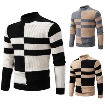 Новинка зимы 2023, мужской приталенный пуловер с высоким воротом, Корейский вариант, модный и повседневный