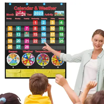 График погоды для дошкольного учреждения, Подвесной Карманный График погоды для детей, Погодная Сезонная доска со 108 карточками, Красочный класс