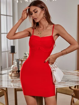 Бандажное платье 2022, Новое женское красное облегающее платье, Элегантное Сексуальное мини-платье для вечеринки в вечернем клубе, высококачественные Летние модные наряды