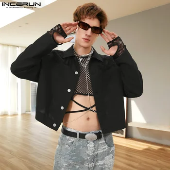 Топы INCERUN 2024, американский стиль, новый мужской модный блейзер в стиле пэчворк с кисточками, сексуальный повседневный однотонный костюм с длинными рукавами, пальто S-3XL
